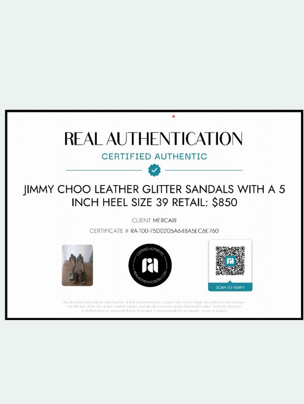 Authentic Jimmy Choo Leather Glitter Sandals With A 5 Inch Heel Size 39 - Picture 9 of 9
